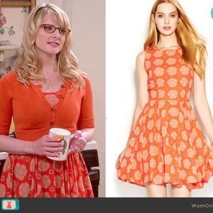 NWT 2pcs Perfect for Spring L Orange Floral Dress & Shrug